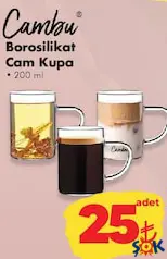 CAMBU BOROSİLİKAT CAM KUPA 200 ML